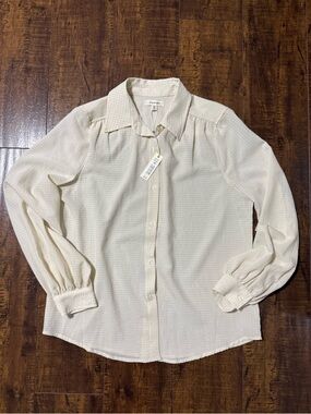Max Studio Eggshell Textured Button-Up Blouse